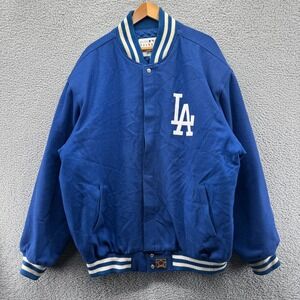 Vintage Los Angeles Dodgers Wool Bomber Jacket Mens 3XL Blue JH Designs